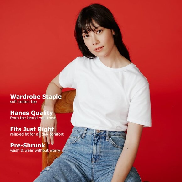 🆕Women White Cotton Perfect-T Short Sleeve Crewneck T-Shirt - Picture 5 of 8